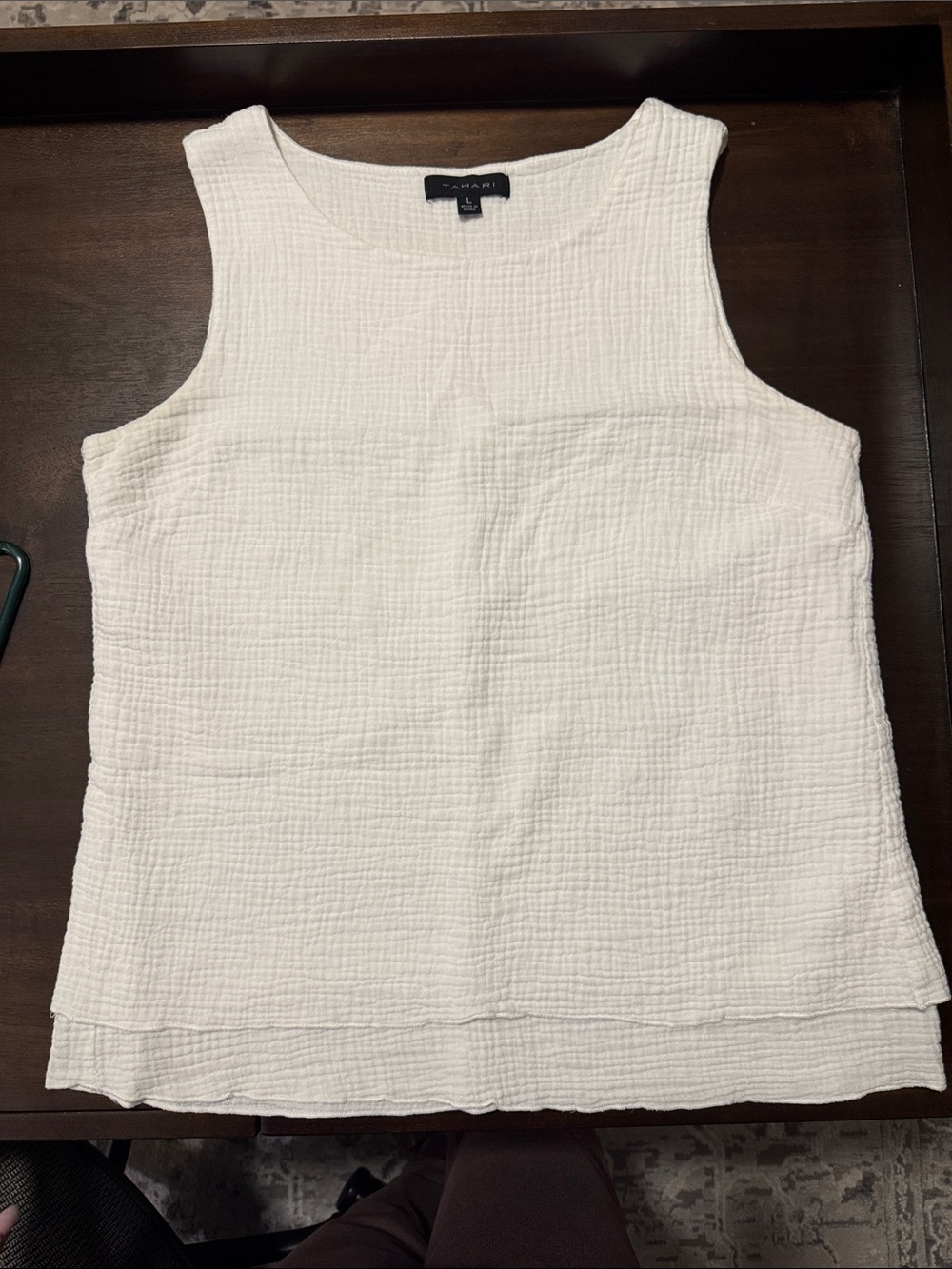 Tahari White Gauzy Tank Top